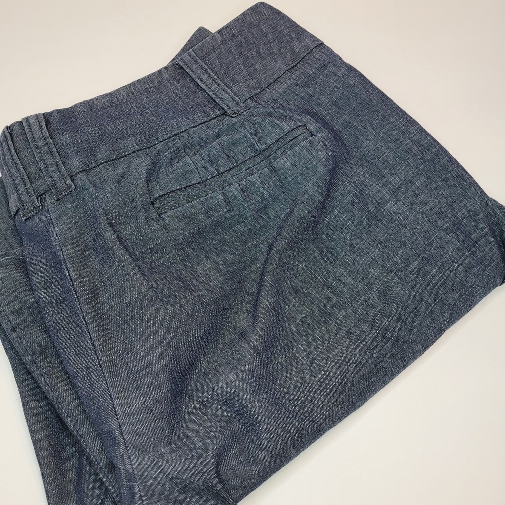 Ann Taylor Loft Trouser Pants Womens 8 Blue Excellent Wide Leg Mid Rise Stretch
